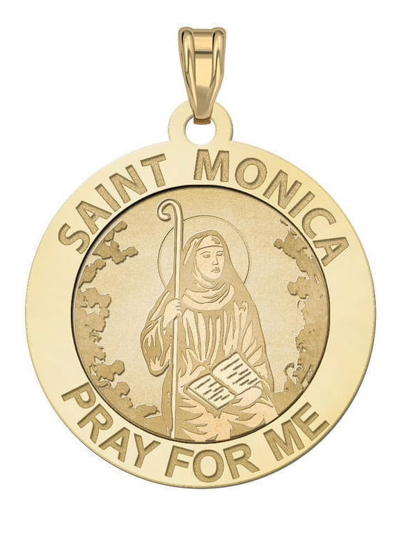 Saint Monica "Pray for Me" Medal - 1 inch Size of a Quarter in Solid 14K Yellow Gold