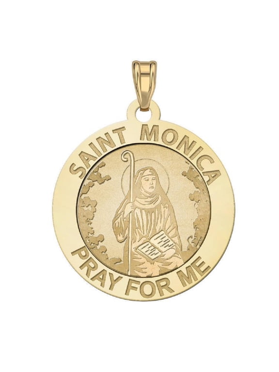 Saint Monica "Pray for Me" Medal - 3/4 inch Size of a Nickel in Solid 14K Yellow Gold