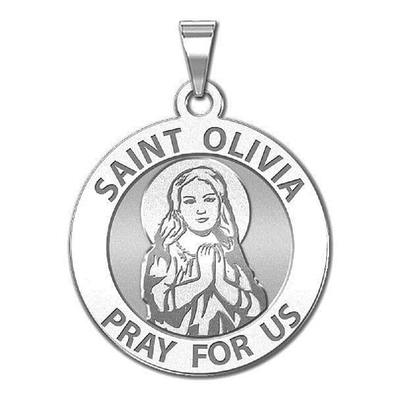 Picturesongold.Com Saint Olivia Religious Medal Necklace Pendants Adult-3/4in Nickel-Sterling Silver