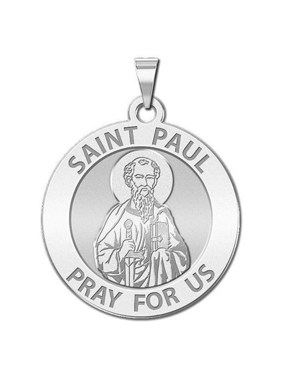 Saint Paul Religious Medal Necklace Pendants - 1 inch Size of a Quarter in Sterling Silver