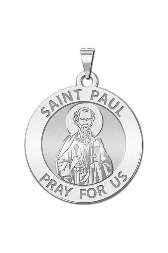 Saint Paul Religious Medal Necklace Pendants - 1 inch Size of a Quarter in Sterling Silver