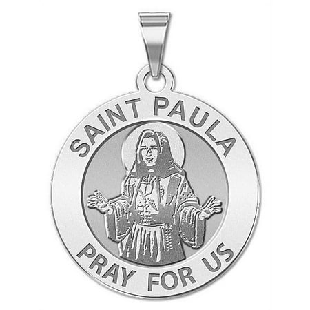 Picturesongold.Com Saint Paula Religious Medal Necklace Pendants - 2/3 inch Size of Dime, Sterling Silver