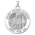 thumbnail image 1 of Picturesongold.Com Saint Peter Claver Religious Medal  - 1 inch Size of a Quarter in Solid 14K White Gold, 1 of 6
