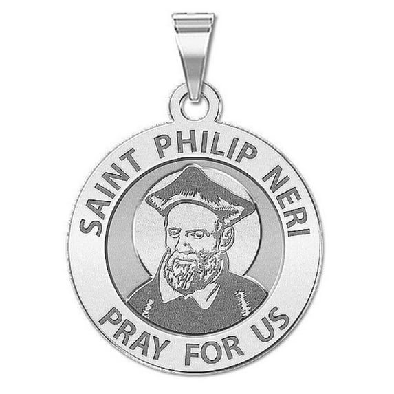 Picturesongold.Com Saint Philip Neri Religious Medal Adult - 3/4 inch Size a Nickel-14K White Gold