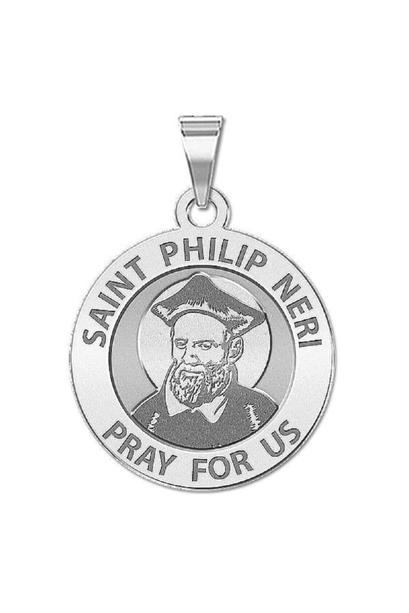 Picturesongold.Com Saint Philip Neri Religious Medal Adult - 3/4 inch Size a Nickel-14K White Gold