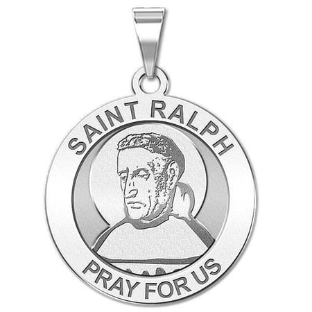 Picturesongold.Com Saint Ralph Round Religious Medal Female Adult - 2/3 inch Dime, Sterling Silver