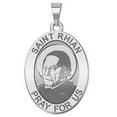 thumbnail image 1 of Picturesongold.Com Saint Rhian-Oval Religious Necklace Pendants Adult-2/3x3/4 Nickel Sterling Silver, 1 of 8