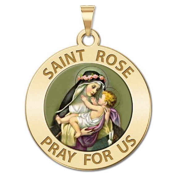 Picturesongold.Com Saint Rose of Lima Religious Medal Necklace Pendants Adult 1 in 14K Yellow Gold