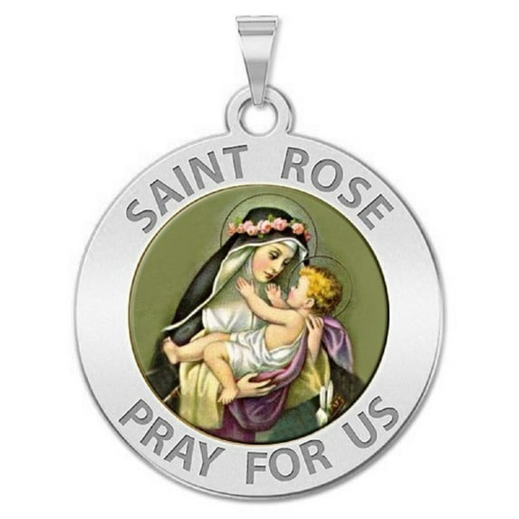 Picturesongold.Com Saint Rose of Lima Religious Medal Necklace Pendants Adult 3/4 in Sterling Silver