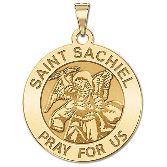 Picturesongold.Com Saint Sachiel Religious Medal Necklace Pandants Adult - 1 inch 14K Yellow Gold