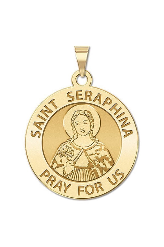 Saint Seraphina Religious Medal Female Adult - 1 inch Quarter 14K Yellow Gold