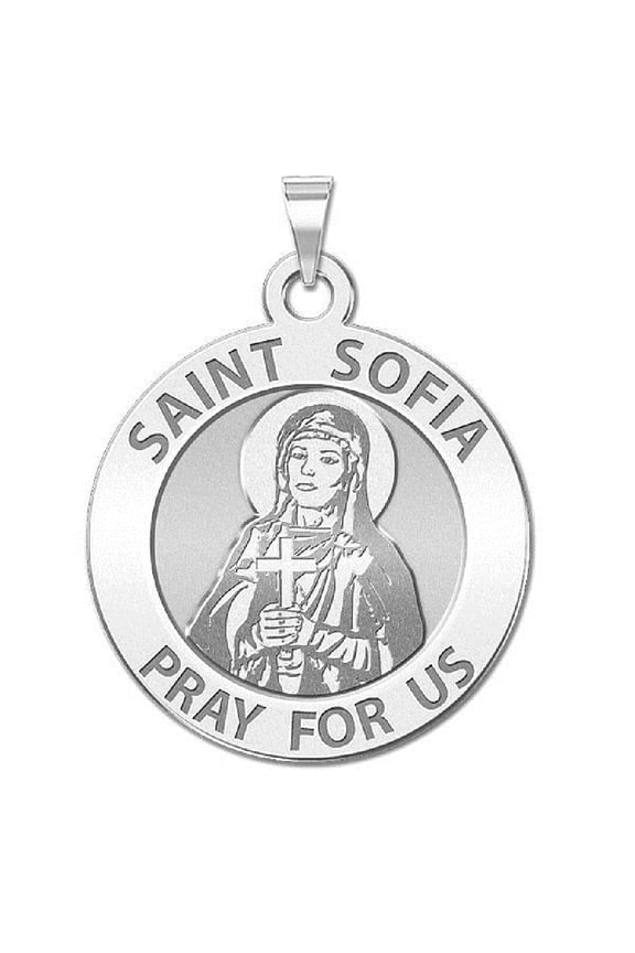 Saint Sofia Religious Medal Necklace Pendants Adult- 1 in Quarter-Sterling Silver