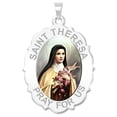 thumbnail image 1 of Picturesongold.Com Saint Theresa Scalloped Religious Necklace Pendants Adult 2/3x3/4 14K White Gold, 1 of 3