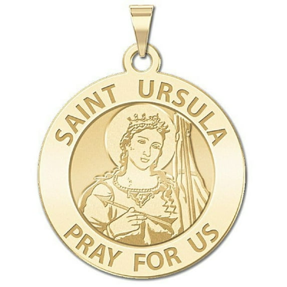 Picturesongold.Com Saint Ursula Religious Medal Female Adult-3/4 inch Size Nickel 14K Yellow Gold