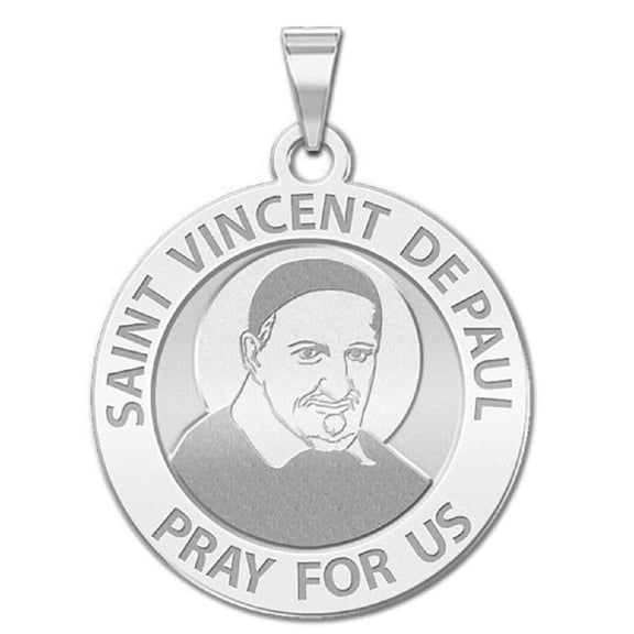 Picturesongold.Com Saint Vincent De Paul Religious Necklace Pendants Female- 3/4 in Sterling Silver