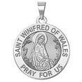 thumbnail image 1 of Picturesongold.Com Saint Winifred of Wales Religious Medal Female Adult-2/3 inch 14K White Gold, 1 of 4