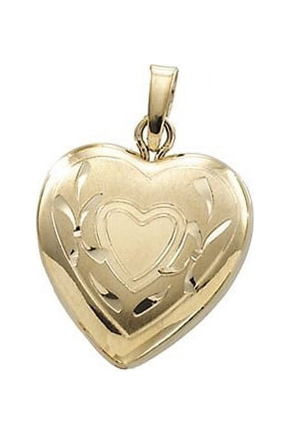 Solid 14K Yellow Gold Small Heart Locket Necklace Pendants - 1/2 inch x 1/2 inch