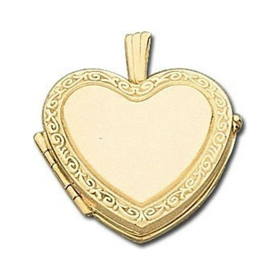 Picturesongold.Com Solid 14k Yellow Heart Shape Yellow Picture Locket Necklace Pendants - 1 inch x 1 inch