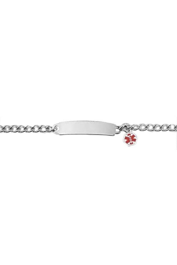 Stainless Steel Childs Bracelet W/ Charm Unisex Adult - Stainless Steel 6 inch