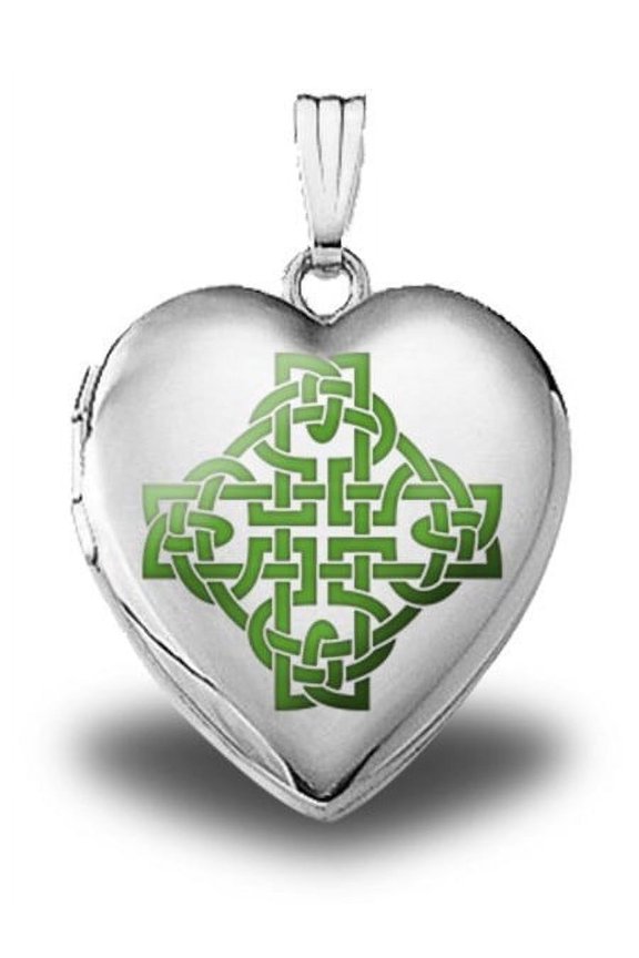 Sterling Silver "Color Celtic Knot" Heart Locket - 3/4 inch x 3/4 inch