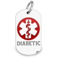 thumbnail image 1 of Picturesongold.Com Sterling Silver Dog Tag Diabetic ID Charm or Pendant W/ Red - 3/4 inch x 1-1/4 inch, 1 of 2