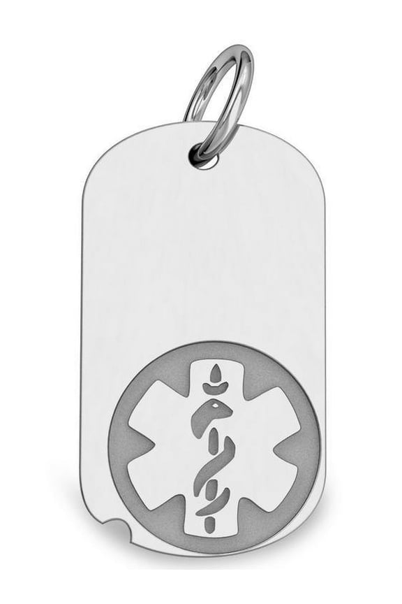 Sterling Silver Dog Tag ID Charm or Pendant Necklace - 1/2 inch x 1 inch