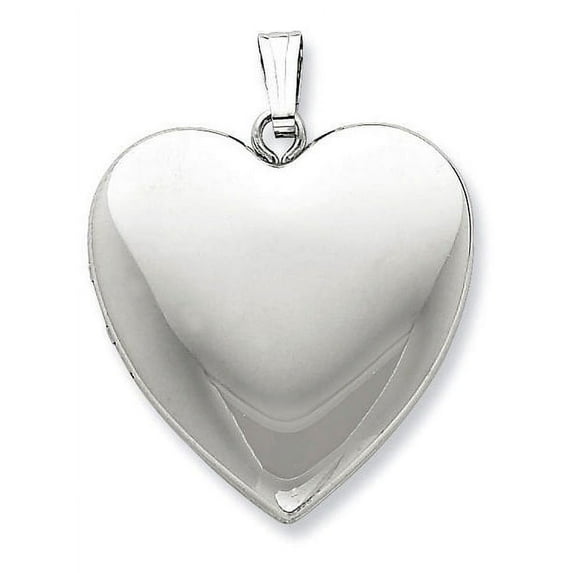 Picturesongold.Com Sterling Silver Large "Plain" Heart Locket Necklace Pendants - 1 inch x 1 inch
