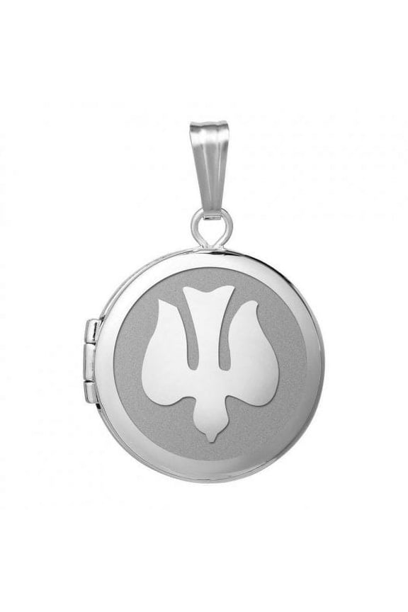 Sterling Silver Round Picture Confirmation "Holy Spirit" Locket Necklace Pendants - 3/4 in X 3/4 in