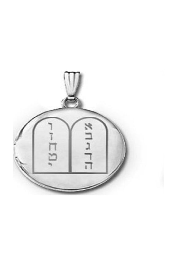 Sterling Silver Round "Ten Commandments" Picture Locket Necklace Pendants - 1 in X 1 in