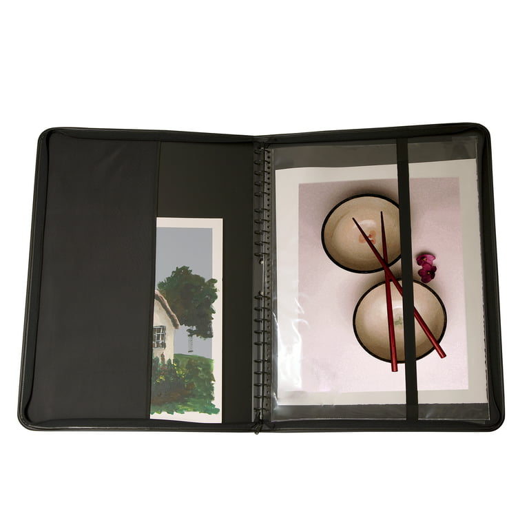 Picturesque Artist Presentation Case - Soft Padded Leather Multi-Ring  Durable Travel Professional Art Carrying Archival Portfolio with 15 Display