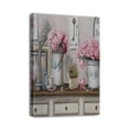 thumbnail image 1 of Picturesque Floral Bathroom Decor Wall Art 12X16inch Farmhouse Flower Pictures with Bath Towel & Pink Poppy Vase on Blue-White Canvas Prints, Framed Artwork Ideal for Bedroom Enhancement, 1 of 7
