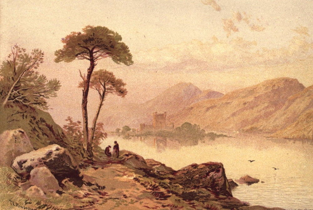 Picturesque Scottish Scenery 1875 Loch Leven Castle Canvas Art - Thomas CL Rowbotham (18 x 24)