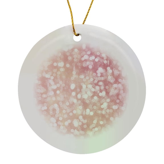 3drose, Picturing Blush Pink White Bokeh Confetti Dots, Circle Porcelain Ornament