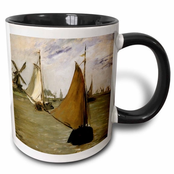 3drose, Picturre of Manets Painting View of Holland, 11oz Two-tone Black Mug