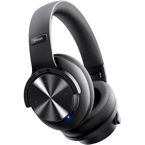 Picun Upgraded Bluetooth Headphones, 120 Hours Playtime, 3 EQ Modes, Deep Bass Wireless Headphones with Microphone, Comfortable and Lightweight Over Ear Headphones for Home, Travel/Office Black