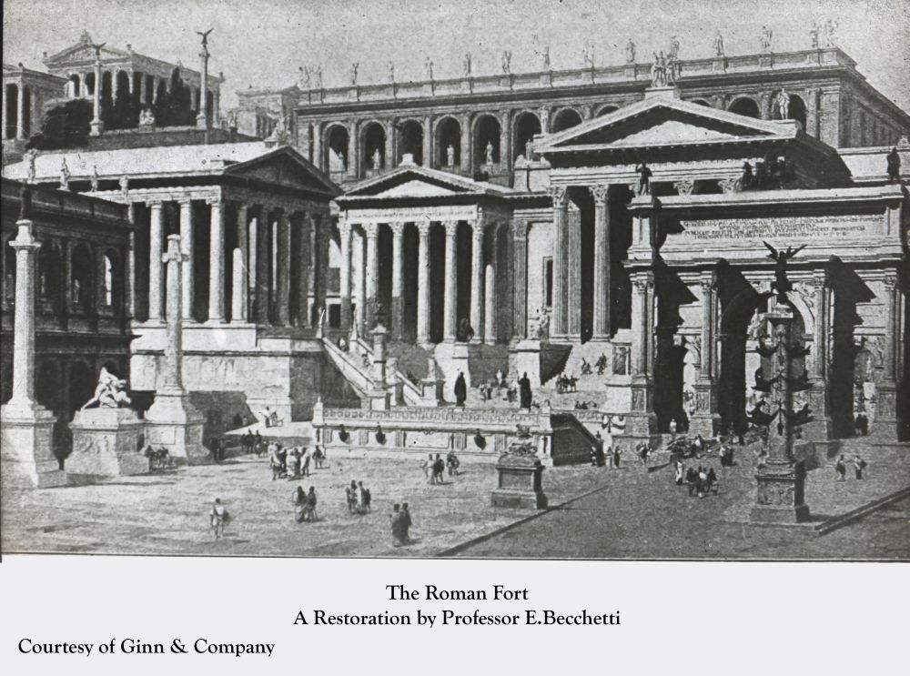 Picyrue of the roman fort restoration by Professor E.Becchetti Poster ...