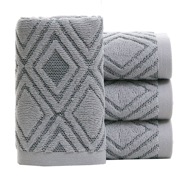 pidada-100-cotton-diamond-pattern-bath-hand-towels-set-of-4-gray