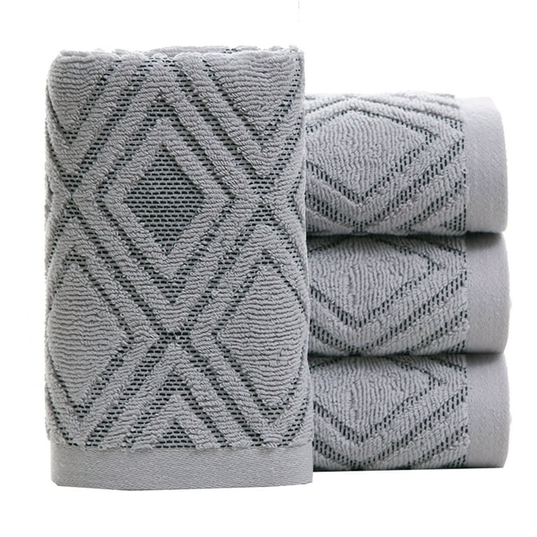 Pidada 100 Cotton Diamond Pattern Bath Hand Towels Set of 4 Gray Walmart