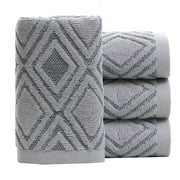 Pidada 100% Cotton Diamond Pattern Hand Towels for Bathroom Set of 4 Gray