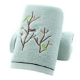 thumbnail image 1 of Pidada 100% Cotton Embroidered Bird Tree Pattern Hand Towels for Bathroom Set of 2 (Aqua Green), 1 of 8