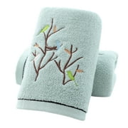 Pidada 100% Cotton Embroidered Bird Tree Pattern Hand Towels for Bathroom Set of 2 (Aqua Green)