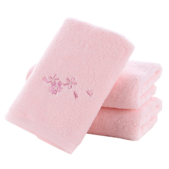 Pidada 100% Cotton Embroidered Floral Pattern Hand Towels for Bathroom Set of 3 (Pink)