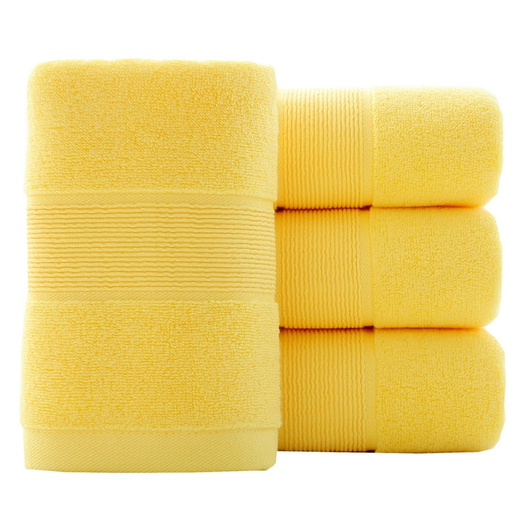 Pidada 100 Cotton Hand Towels for Bathroom Set of 4 Yellow