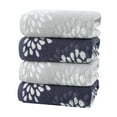 Pidada 100 Cotton Hydrangea Floral Pattern Hand Towels for Bathroom Set of 4 (Light Grey