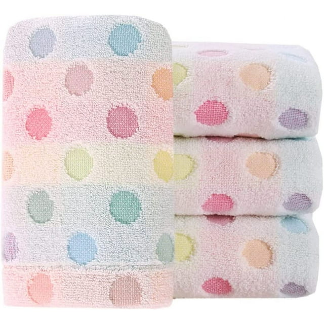Pidada 100 Cotton Hand Towels, Polka Dot, Set of 4 for Bathroom (Beige