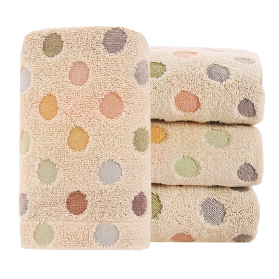 Pidada 100% Cotton Polka Dot Pattern Hand Towels for Bathroom Set of 4 (Brown)
