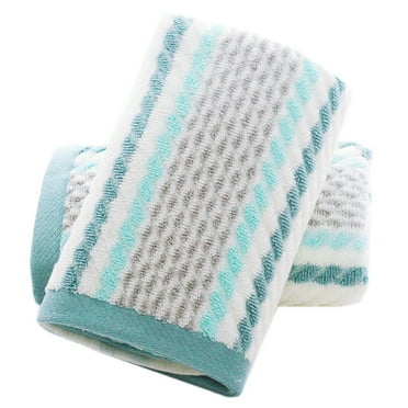 Pidada 100% Cotton Striped Pattern Hand Towels for Bathroom Set of 2 (Green)
