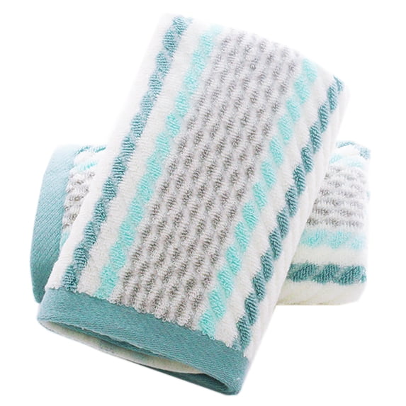 Pidada 100% Cotton Striped Pattern Hand Towels for Bathroom Set of 2 (Green)