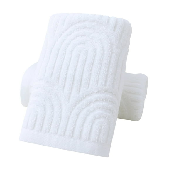 Pidada Hand Towels Set of 2 Striped Pattern 100% Cotton Absorbent Soft Decorative Towel for Bathroom (White)