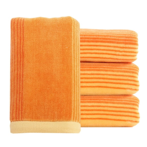 Pidada Striped Pattern 100% Cotton Hand Towels for Bathroom 13.8 x 29.5 Inch Set of 4 (Orange)